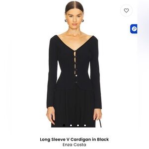 Enza Costa Black Button-Up Cardigan XS